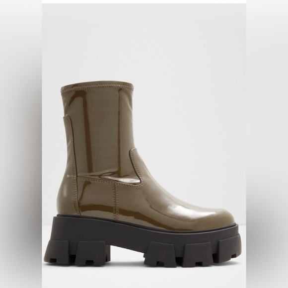ALDO GRANDSOLE patent lug sole Platform ankle boots‎ size 10 brand new - Picture 13 of 13
